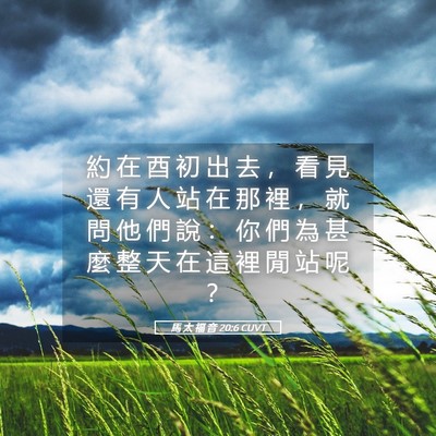 Picture 05 - 馬 太 福 音 20:6 CUVT - 約 在 酉 初 出 去 ， 看 見 還 有 人 - Bible Verse Picture