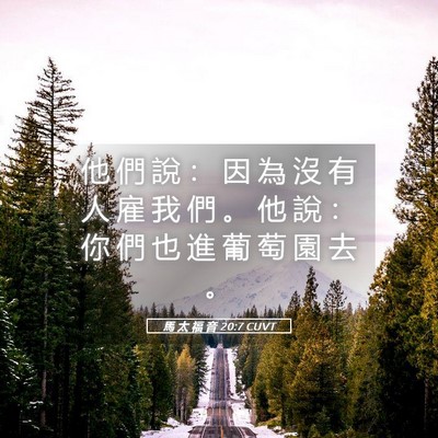 Picture 05 - 馬 太 福 音 20:7 CUVT - 他 們 說 ： 因 為 沒 有 人 雇 我 們 - Bible Verse Picture