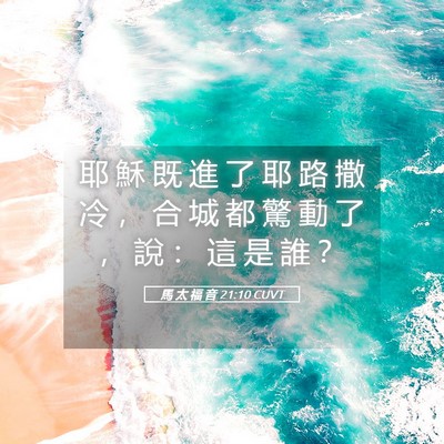 Picture 05 - 馬 太 福 音 21:10 CUVT - 耶 穌 既 進 了 耶 路 撒 冷 ， 合 城 - Bible Verse Picture