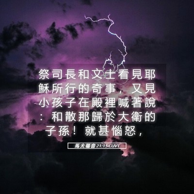 Picture 05 - 馬 太 福 音 21:15 CUVT - 祭 司 長 和 文 士 看 見 耶 穌 所 行 - Bible Verse Picture