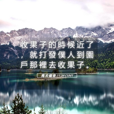 Picture 05 - 馬 太 福 音 21:34 CUVT - 收 果 子 的 時 候 近 了 ， 就 打 發 - Bible Verse Picture
