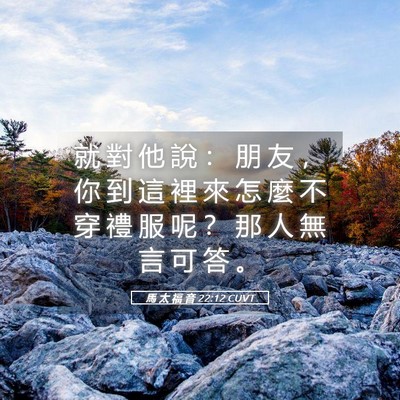 Picture 05 - 馬 太 福 音 22:12 CUVT - 就 對 他 說 ： 朋 友 ， 你 到 這 裡 - Bible Verse Picture