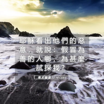 Picture 05 - 馬 太 福 音 22:18 CUVT - 耶 穌 看 出 他 們 的 惡 意 ， 就 說 - Bible Verse Picture