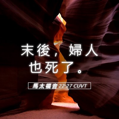 Picture 05 - 馬 太 福 音 22:27 CUVT - 末 後 ， 婦 人 也 死 了 - Bible Verse Picture