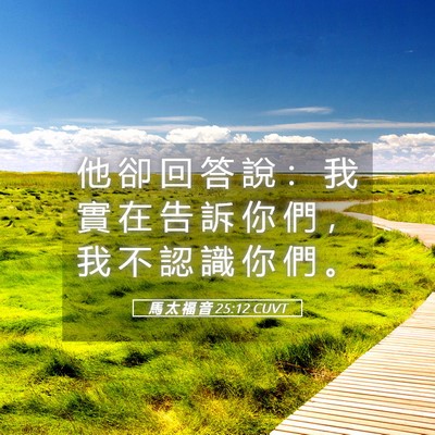 Picture 05 - 馬 太 福 音 25:12 CUVT - 他 卻 回 答 說 ： 我 實 在 告 訴 你 - Bible Verse Picture