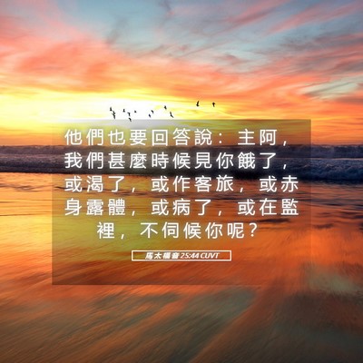 Picture 05 - 馬 太 福 音 25:44 CUVT - 他 們 也 要 回 答 說 ： 主 阿 ， 我 - Bible Verse Picture