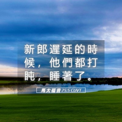 Picture 05 - 馬 太 福 音 25:5 CUVT - 新 郎 遲 延 的 時 候 ， 他 們 都 打 - Bible Verse Picture