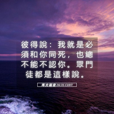 Picture 05 - 馬 太 福 音 26:35 CUVT - 彼 得 說 ： 我 就 是 必 須 和 你 同 - Bible Verse Picture