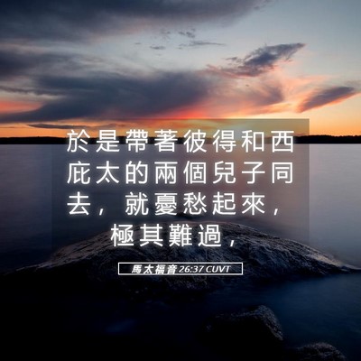 Picture 05 - 馬 太 福 音 26:37 CUVT - 於 是 帶 著 彼 得 和 西 庇 太 的 兩 - Bible Verse Picture