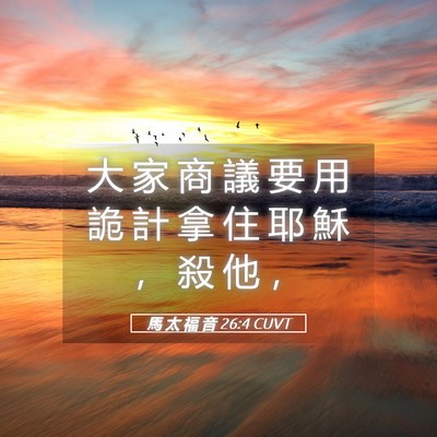 Picture 05 - 馬 太 福 音 26:4 CUVT - 大 家 商 議 要 用 詭 計 拿 住 耶 穌 - Bible Verse Picture