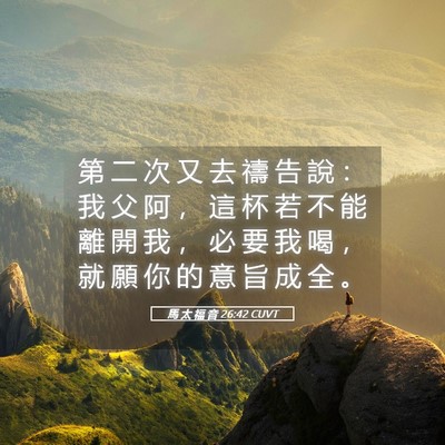 Picture 05 - 馬 太 福 音 26:42 CUVT - 第 二 次 又 去 禱 告 說 ： 我 父 阿 - Bible Verse Picture