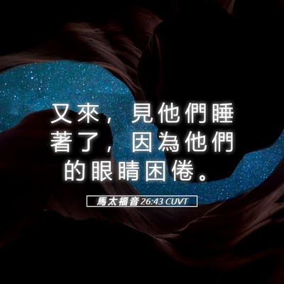 Picture 05 - 馬 太 福 音 26:43 CUVT - 又 來 ， 見 他 們 睡 著 了 ， 因 為 - Bible Verse Picture