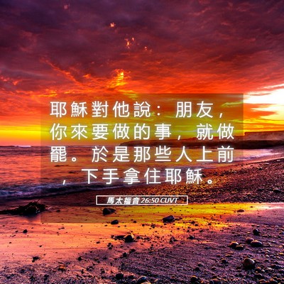 Picture 05 - 馬 太 福 音 26:50 CUVT - 耶 穌 對 他 說 ： 朋 友 ， 你 來 要 - Bible Verse Picture