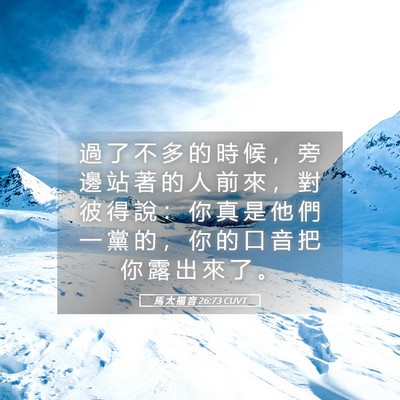 Picture 05 - 馬 太 福 音 26:73 CUVT - 過 了 不 多 的 時 候 ， 旁 邊 站 著 - Bible Verse Picture