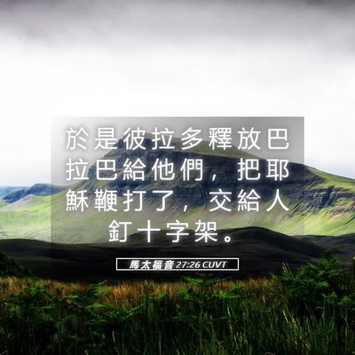 Picture 05 - 馬 太 福 音 27:26 CUVT - 於 是 彼 拉 多 釋 放 巴 拉 巴 給 他 - Bible Verse Picture