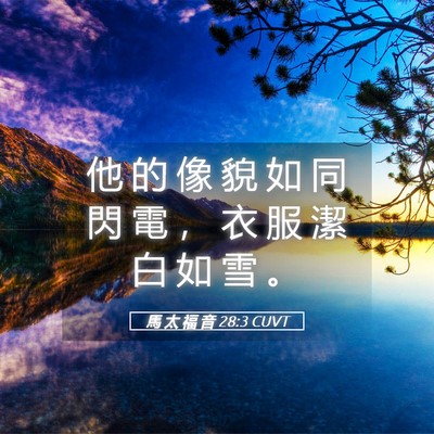 Picture 05 - 馬 太 福 音 28:3 CUVT - 他 的 像 貌 如 同 閃 電 ， 衣 服 潔 - Bible Verse Picture