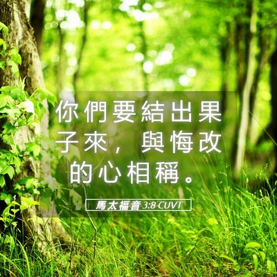 Picture 05 - 馬 太 福 音 3:8 CUVT - 你 們 要 結 出 果 子 來 ， 與 悔 改 - Bible Verse Picture