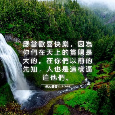 Picture 05 - 馬 太 福 音 5:12 CUVT - 應 當 歡 喜 快 樂 ， 因 為 你 們 在 - Bible Verse Picture