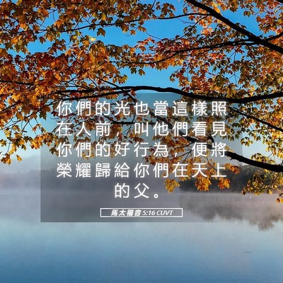 Picture 05 - 馬 太 福 音 5:16 CUVT - 你 們 的 光 也 當 這 樣 照 在 人 前 - Bible Verse Picture