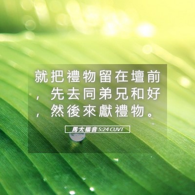Picture 05 - 馬 太 福 音 5:24 CUVT - 就 把 禮 物 留 在 壇 前 ， 先 去 同 - Bible Verse Picture