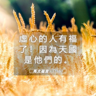 Picture 05 - 馬 太 福 音 5:3 CUVT - 虛 心 的 人 有 福 了 ！ 因 為 天 國 - Bible Verse Picture