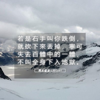 Picture 05 - 馬 太 福 音 5:30 CUVT - 若 是 右 手 叫 你 跌 倒 ， 就 砍 下 - Bible Verse Picture