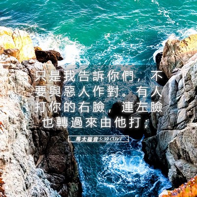 Picture 05 - 馬 太 福 音 5:39 CUVT - 只 是 我 告 訴 你 們 ， 不 要 與 惡 - Bible Verse Picture