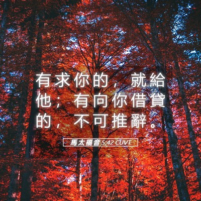 Picture 05 - 馬 太 福 音 5:42 CUVT - 有 求 你 的 ， 就 給 他 ； 有 向 你 - Bible Verse Picture