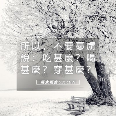 Picture 05 - 馬 太 福 音 6:31 CUVT - 所 以 ， 不 要 憂 慮 說 ： 吃 甚 麼 - Bible Verse Picture
