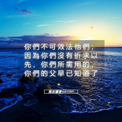Picture 05 - 馬 太 福 音 6:8 CUVT - 你 們 不 可 效 法 他 們 ； 因 為 你 - Bible Verse Picture