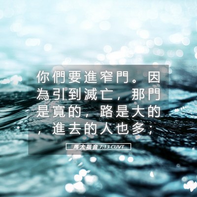 Picture 05 - 馬 太 福 音 7:13 CUVT - 你 們 要 進 窄 門 。 因 為 引 到 滅 - Bible Verse Picture