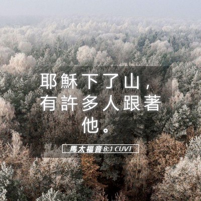Picture 05 - 馬 太 福 音 8:1 CUVT - 耶 穌 下 了 山 ， 有 許 多 人 跟 著 - Bible Verse Picture