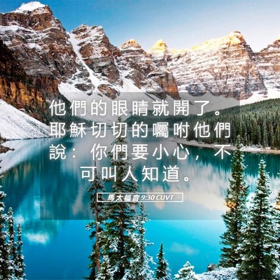 Picture 05 - 馬 太 福 音 9:30 CUVT - 他 們 的 眼 睛 就 開 了 。 耶 穌 切 - Bible Verse Picture