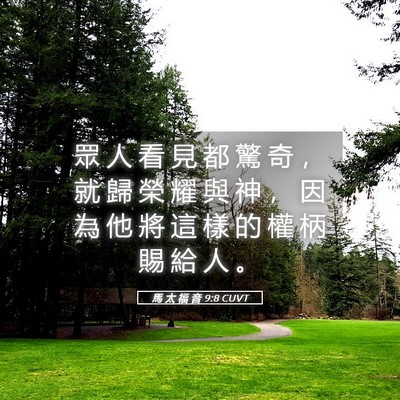 Picture 05 - 馬 太 福 音 9:8 CUVT - 眾 人 看 見 都 驚 奇 ， 就 歸 榮 耀 - Bible Verse Picture