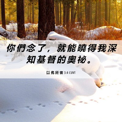 Picture 06 - 以 弗 所 書 3:4 CUVT - 你 們 念 了 ， 就 能 曉 得 我 深 知 - Bible Verse Picture