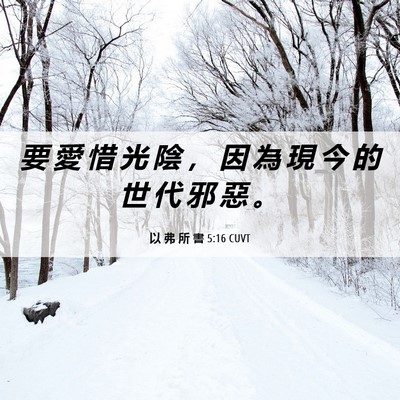 Picture 06 - 以 弗 所 書 5:16 CUVT - 要 愛 惜 光 陰 ， 因 為 現 今 的 世 - Bible Verse Picture