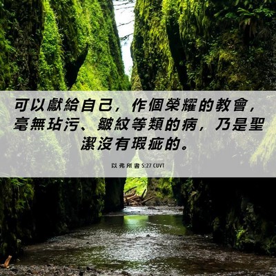 Picture 06 - 以 弗 所 書 5:27 CUVT - 可 以 獻 給 自 己 ， 作 個 榮 耀 的 - Bible Verse Picture