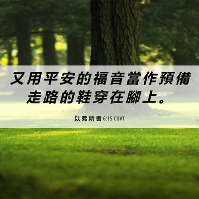 Picture 06 - 以 弗 所 書 6:15 CUVT - 又 用 平 安 的 福 音 當 作 預 備 走 - Bible Verse Picture