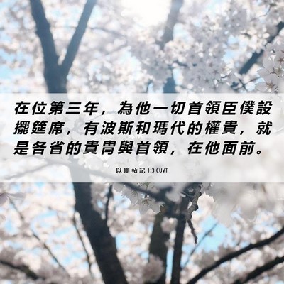 Picture 06 - 以 斯 帖 記 1:3 CUVT - 在 位 第 三 年 ， 為 他 一 切 首 領 - Bible Verse Picture