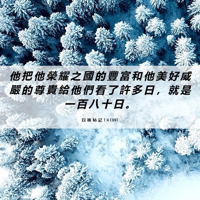 Picture 06 - 以 斯 帖 記 1:4 CUVT - 他 把 他 榮 耀 之 國 的 豐 富 和 他 - Bible Verse Picture