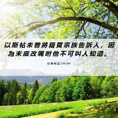 Picture 06 - 以 斯 帖 記 2:10 CUVT - 以 斯 帖 未 曾 將 籍 貫 宗 族 告 訴 - Bible Verse Picture