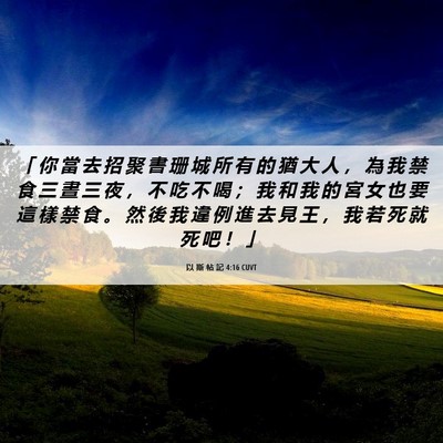 Picture 06 - 以 斯 帖 記 4:16 CUVT - 「 你 當 去 招 聚 書 珊 城 所 有 的 - Bible Verse Picture