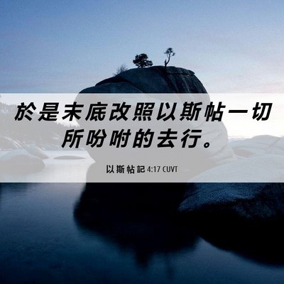Picture 06 - 以 斯 帖 記 4:17 CUVT - 於 是 末 底 改 照 以 斯 帖 一 切 所 - Bible Verse Picture