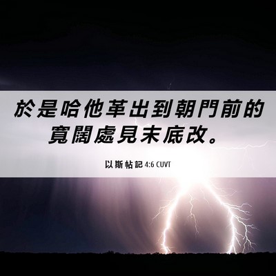 Picture 06 - 以 斯 帖 記 4:6 CUVT - 於 是 哈 他 革 出 到 朝 門 前 的 寬 - Bible Verse Picture