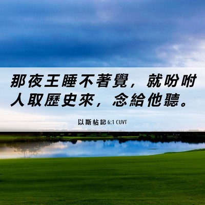 Picture 06 - 以 斯 帖 記 6:1 CUVT - 那 夜 王 睡 不 著 覺 ， 就 吩 咐 人 - Bible Verse Picture