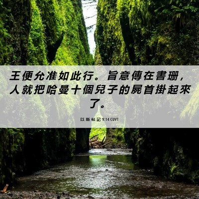 Picture 06 - 以 斯 帖 記 9:14 CUVT - 王 便 允 准 如 此 行 。 旨 意 傳 在 - Bible Verse Picture
