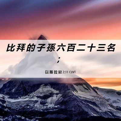 Picture 06 - 以 斯 拉 記 2:11 CUVT - 比 拜 的 子 孫 六 百 二 十 三 名 - Bible Verse Picture