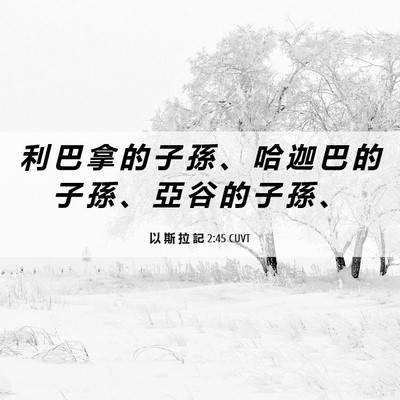 Picture 06 - 以 斯 拉 記 2:45 CUVT - 利 巴 拿 的 子 孫 、 哈 迦 巴 的 子 - Bible Verse Picture