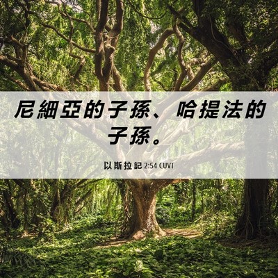 Picture 06 - 以 斯 拉 記 2:54 CUVT - 尼 細 亞 的 子 孫 、 哈 提 法 的 子 - Bible Verse Picture
