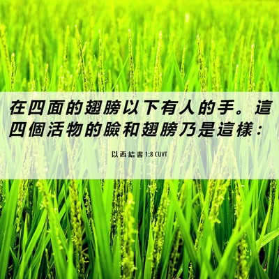 Picture 06 - 以 西 結 書 1:8 CUVT - 在 四 面 的 翅 膀 以 下 有 人 的 手 - Bible Verse Picture